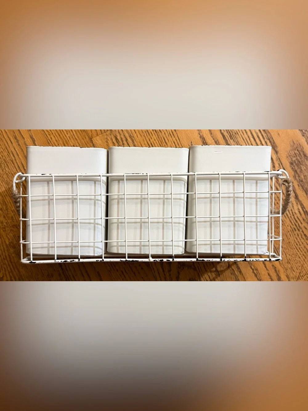 Neutral Plaid Ceramic Planter Set by